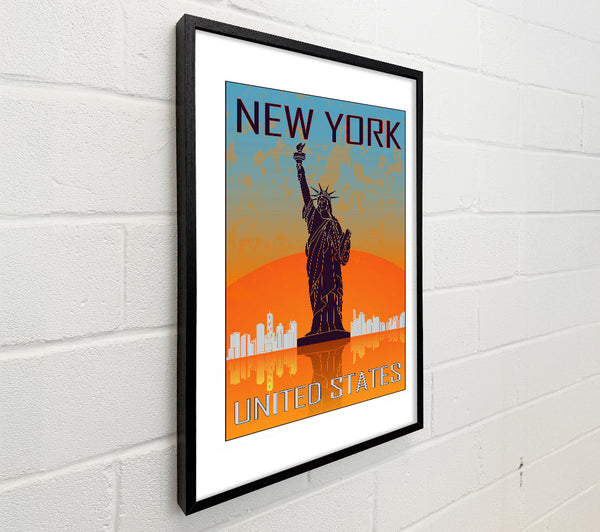 Orange Blue Statue of Liberty