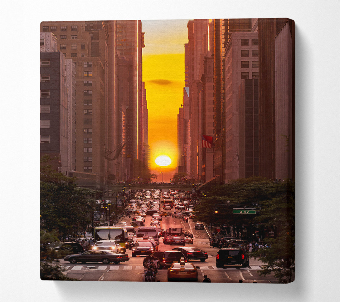  A Canvas Print of Sunset Through The Streets Of NYC Canvas Wall Art