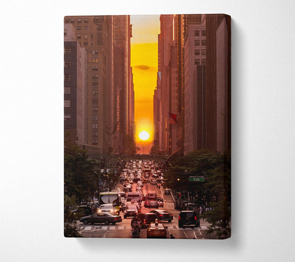  A Canvas Print of Sunset Through The Streets Of NYC Canvas Wall Art