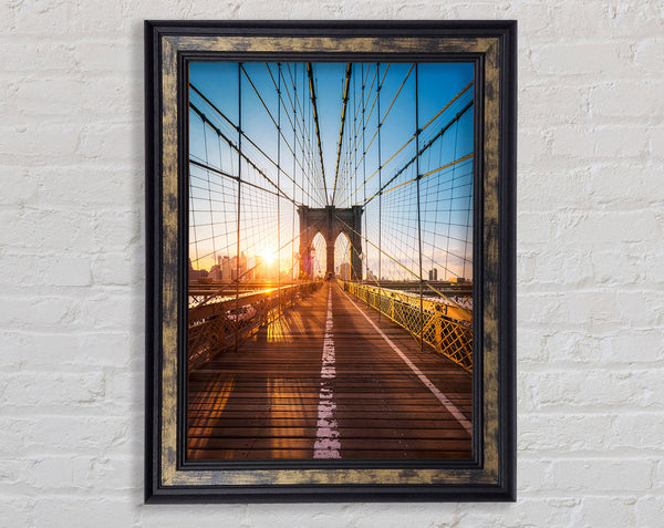 Brooklyn Bridge Sun Framed Print