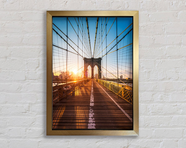 Brooklyn Bridge Sun Framed Print