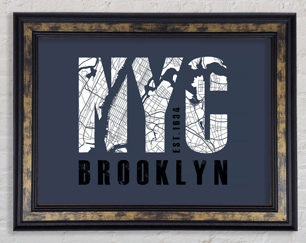 Retro map Of The City 4 Framed Print