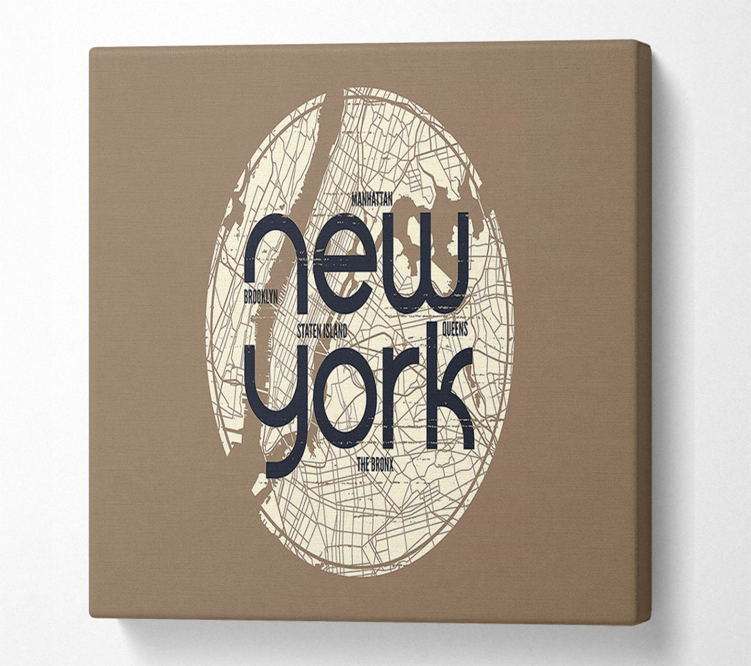  A Canvas Print of Retro map Of The City 6 Canvas Print