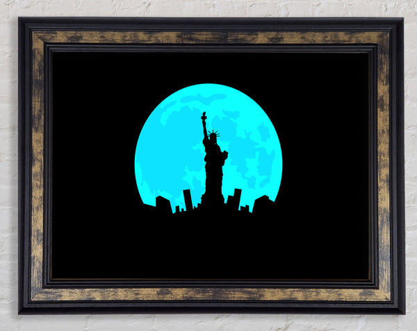 Statue of Liberty In The Blue Moon Framed Print