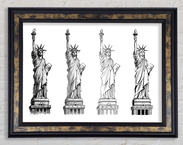 Statue Of Liberty Drawings Framed Print