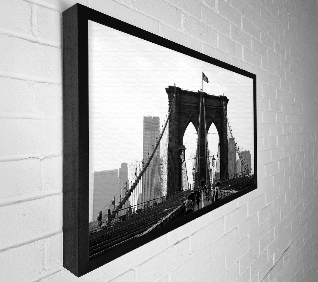  A Canvas Print of Cycling To The City Through Brooklyn Bridge Canvas Print
