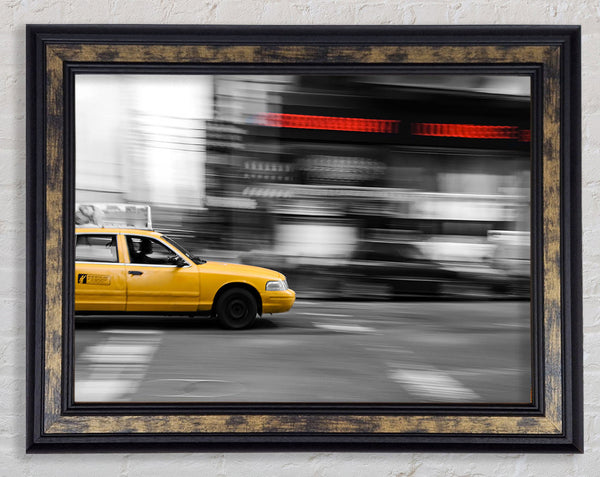 Movement Of The Yellow Cab Framed Print