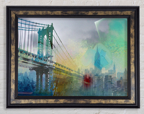 Retro City Patchwork Framed Print