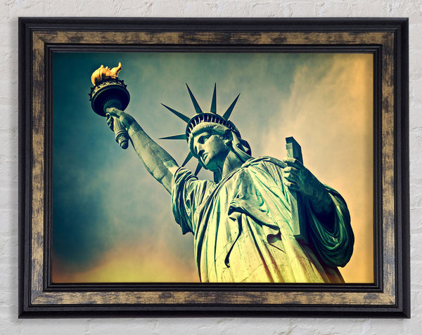 Statue Of Liberty Skies Framed Print