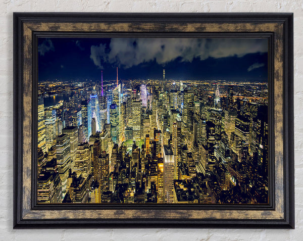 Yellow City Lights Framed Print