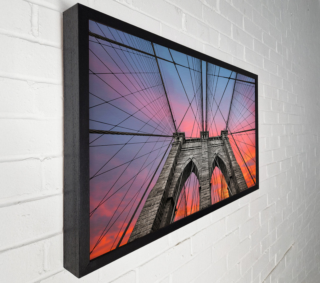  A Canvas Print of Fire Skies Above Brooklyn Bridge Canvas Print