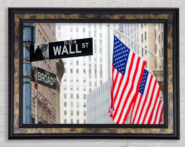 Wall Street American Flags Framed Print