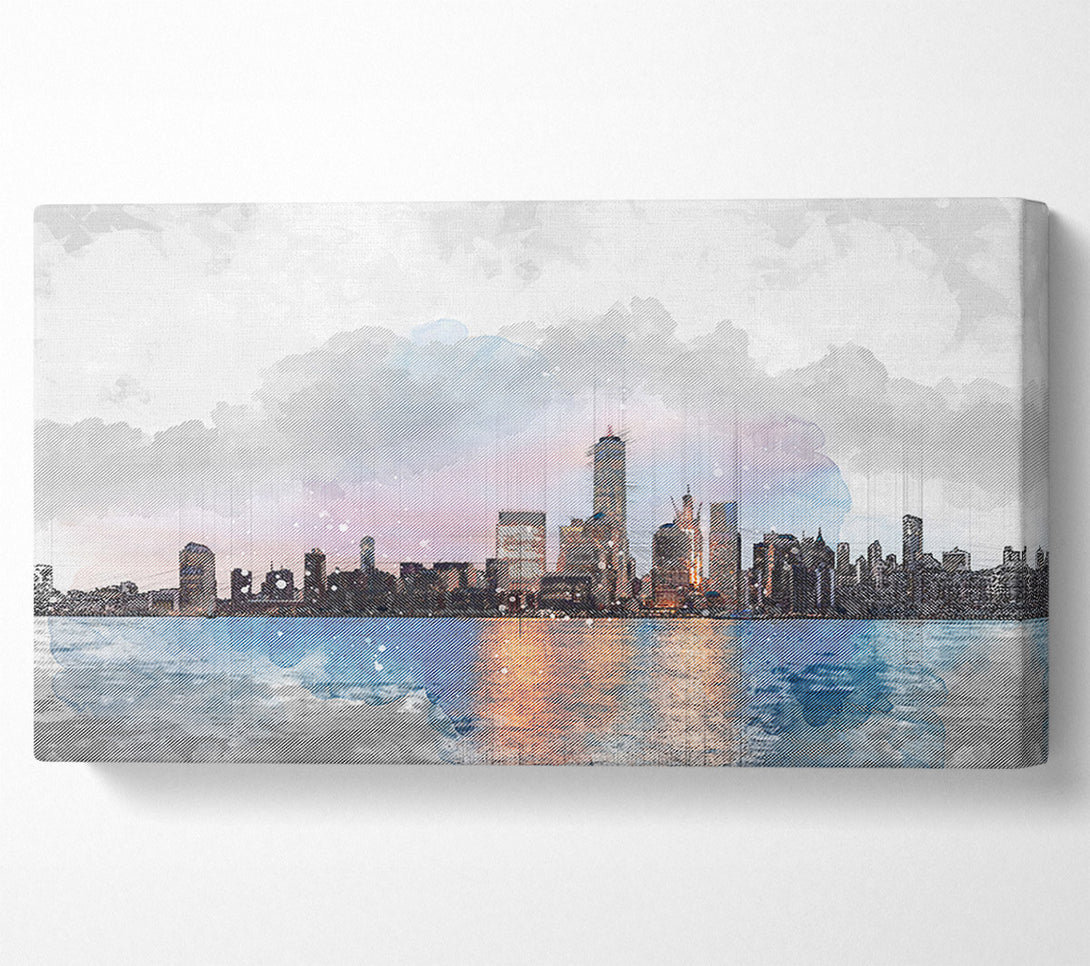  A Canvas Print of Watercolour NYC Canvas Wall Art