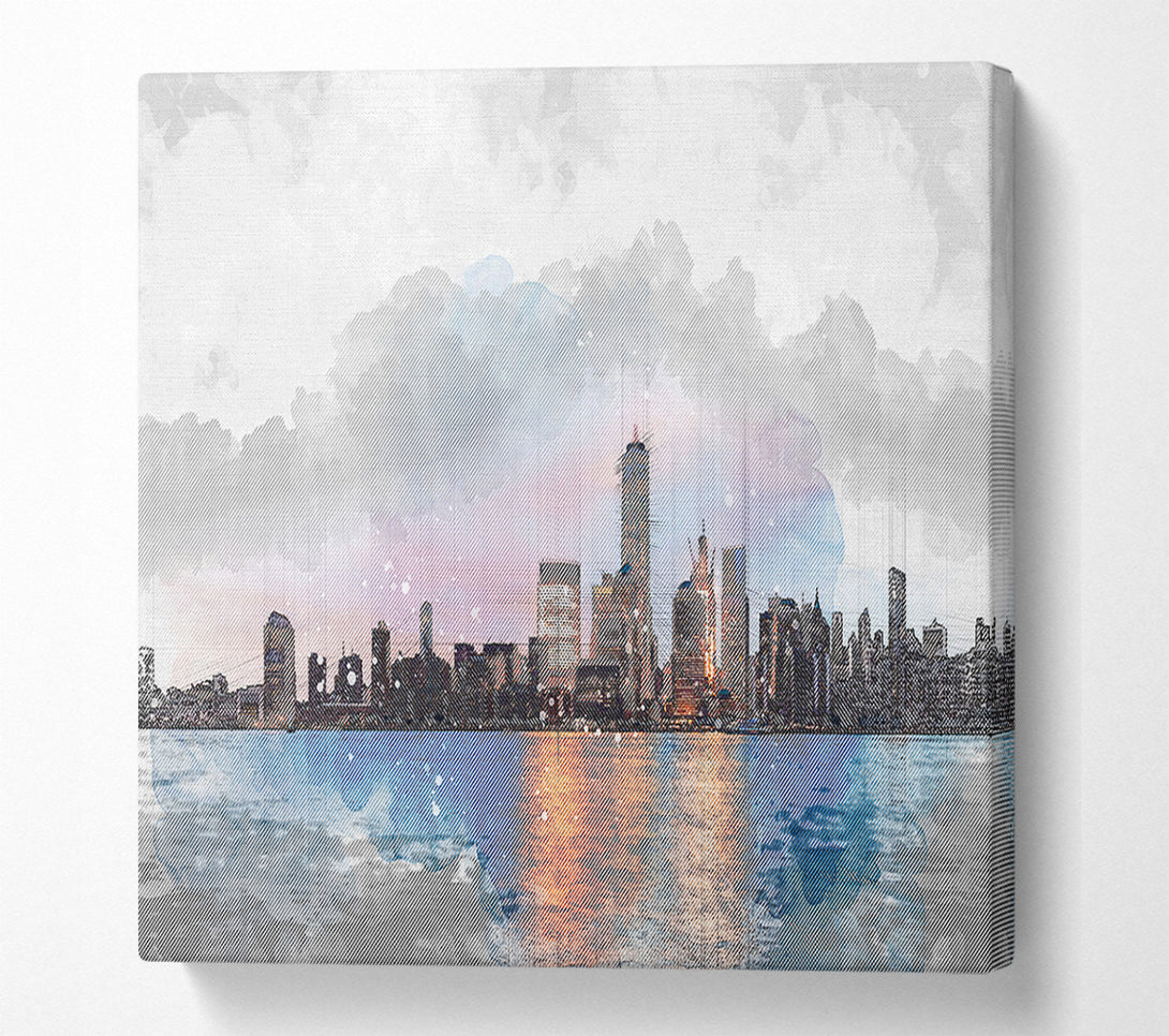  A Canvas Print of Watercolour NYC Canvas Wall Art