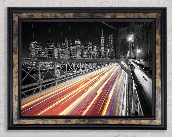 Speed Of Light On Brooklyn Bridge 2 Framed Print