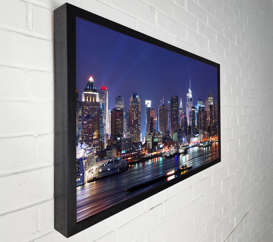 A Canvas Print of NYC Harbour At Night Canvas Art