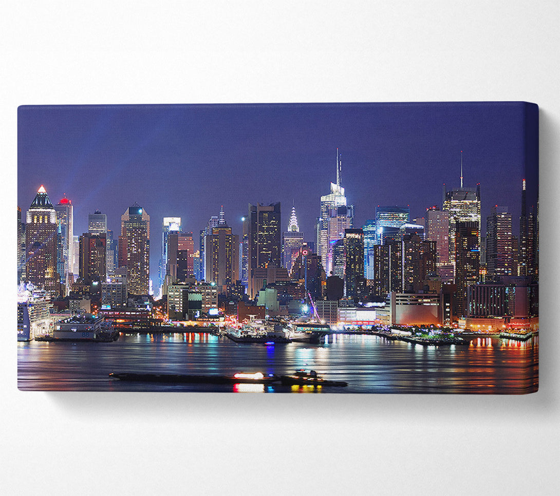  A Canvas Print of NYC Harbour At Night Canvas Art
