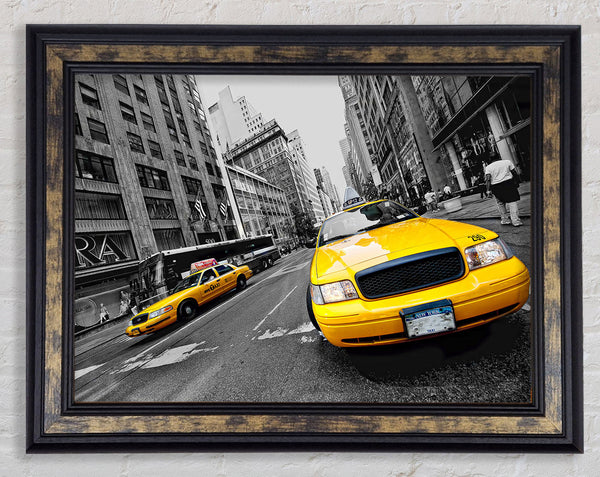Yellow Cabs In NYC Framed Print