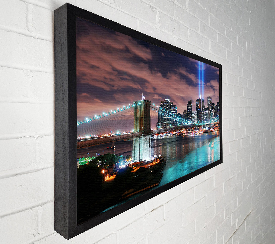  A Canvas Print of Stunning City Lights Over The Brooklyn Bridge Canvas Wall Art