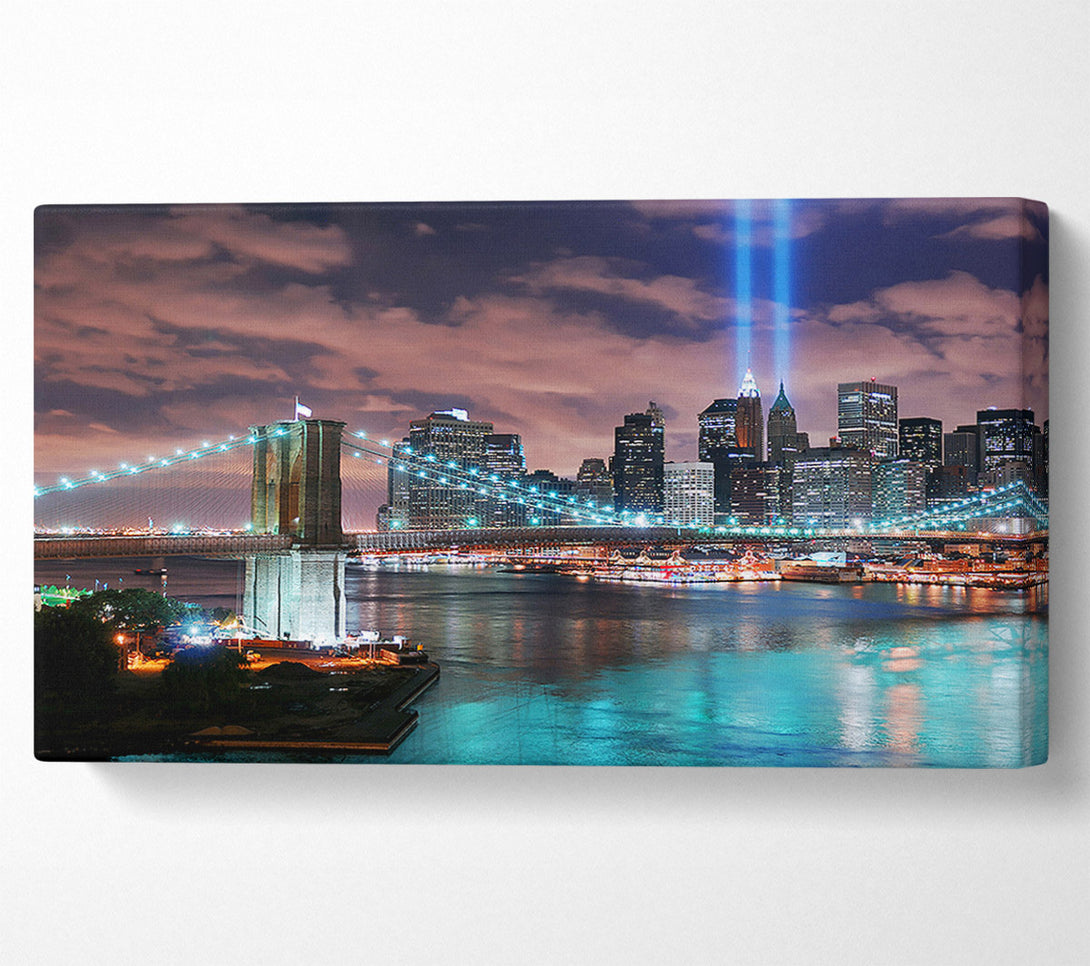  A Canvas Print of Stunning City Lights Over The Brooklyn Bridge Canvas Wall Art