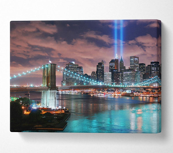  A Canvas Print of Stunning City Lights Over The Brooklyn Bridge Canvas Wall Art