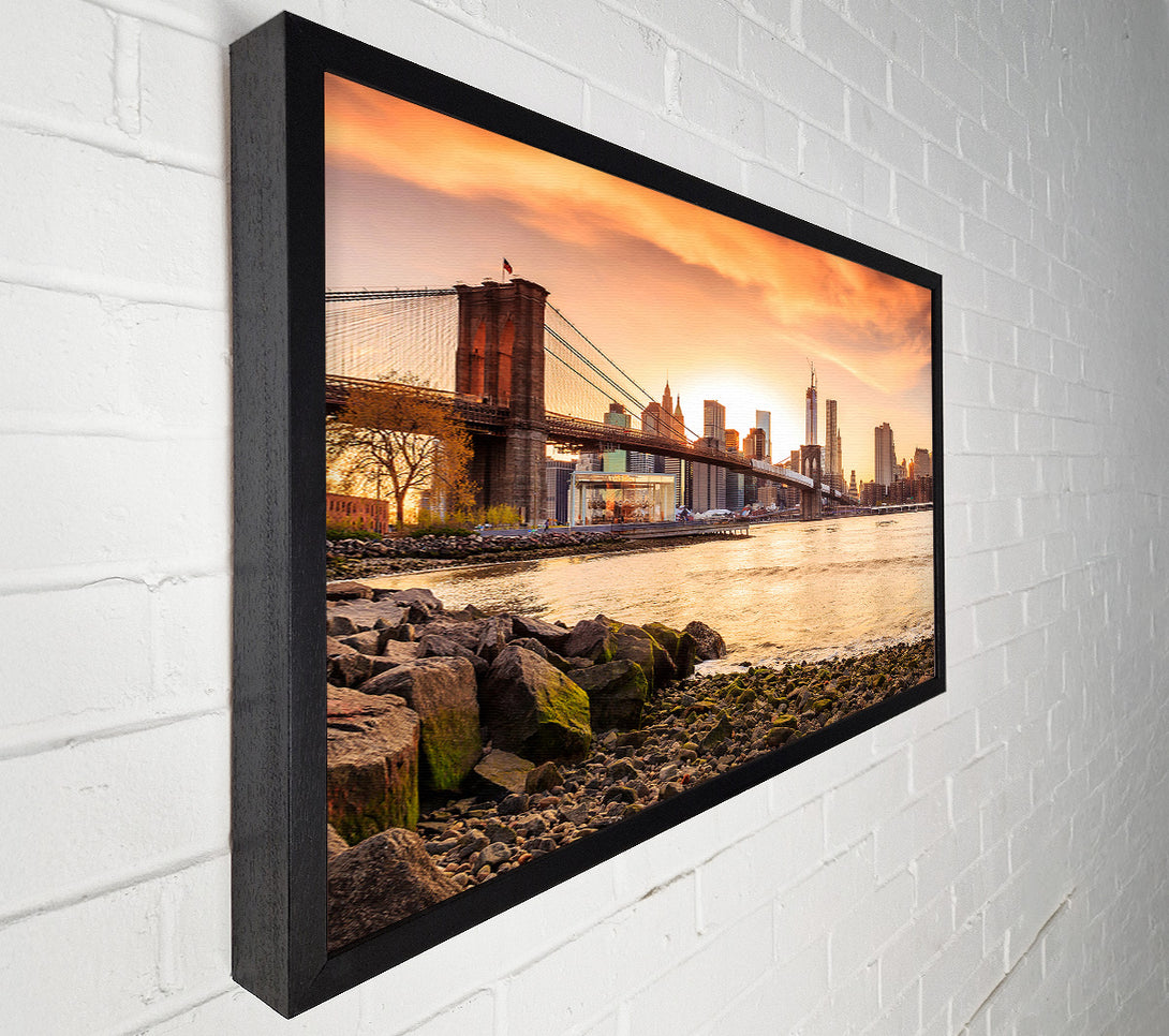  A Canvas Print of As The Sun Comes Up Over The Brooklyn Bridge Canvas Print
