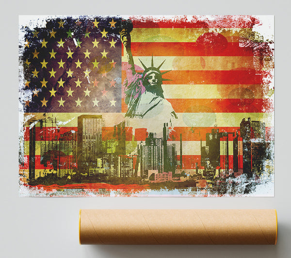 American Flag Nyc Poster