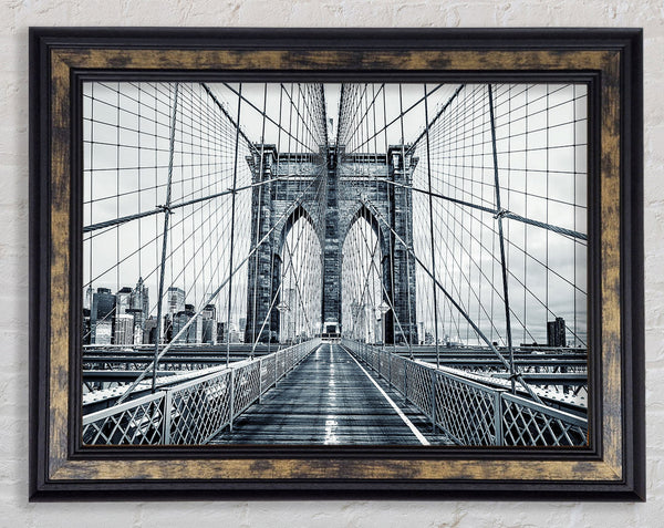 Silver Brooklyn Bridge Framed Print