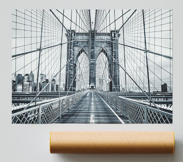 Silver Brooklyn Bridge Giclee Print