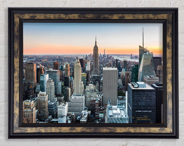 East River Through The Big City Framed Print