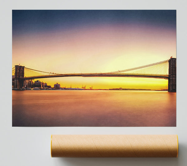 Sunset Over Brooklyn Bridge Giclee Print