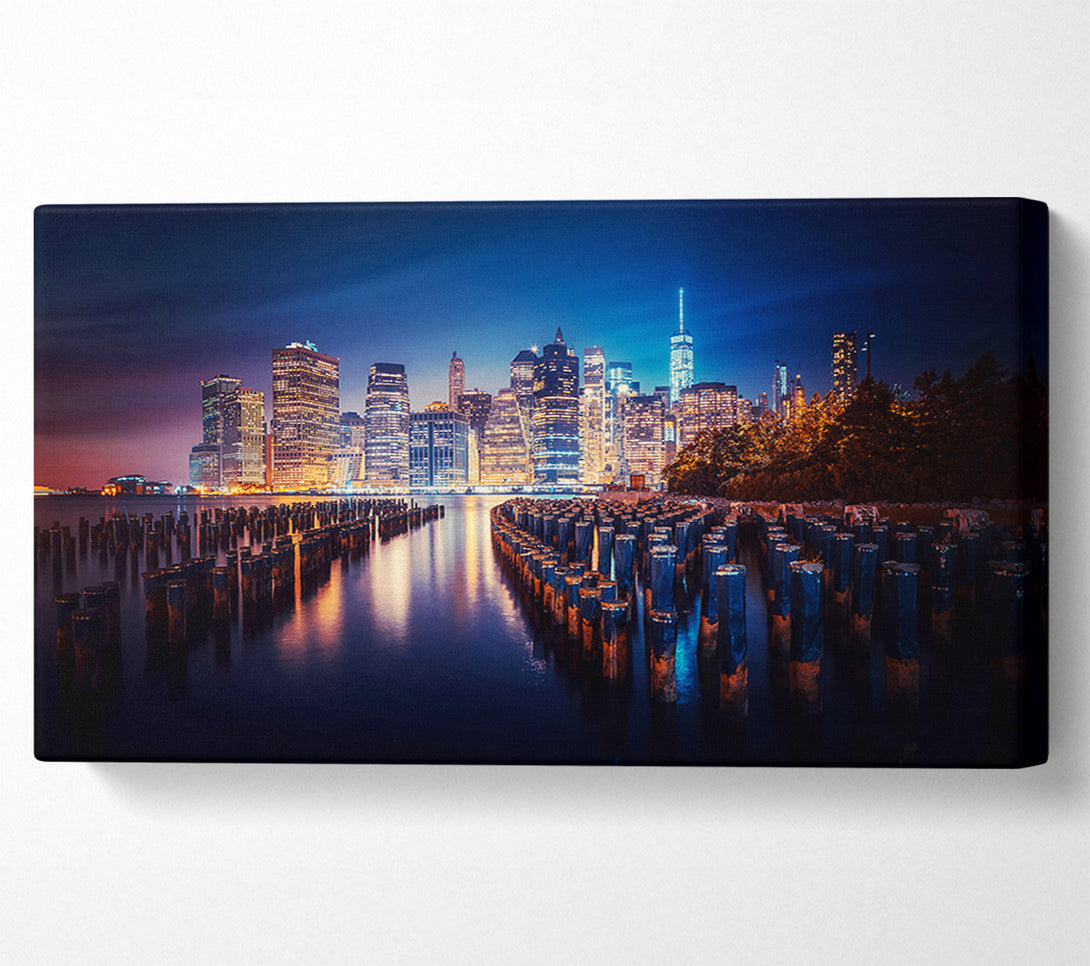  A Canvas Print of Twinkling Lights Of The Big City Canvas Print