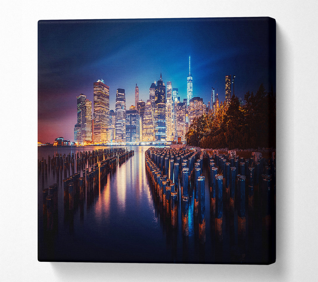  A Canvas Print of Twinkling Lights Of The Big City Canvas Print
