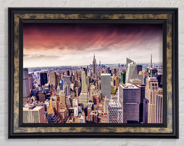 Pink Skies Over NYC Framed Print