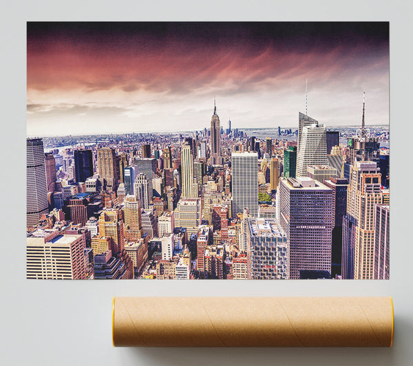 Pink Skies Over Nyc Print