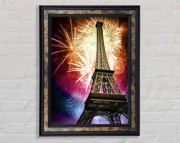 Eiffel Tower Fireworks 1 Framed Print