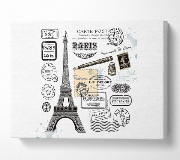  A Canvas Print of Eiffel Tower Retro Post Canvas Art