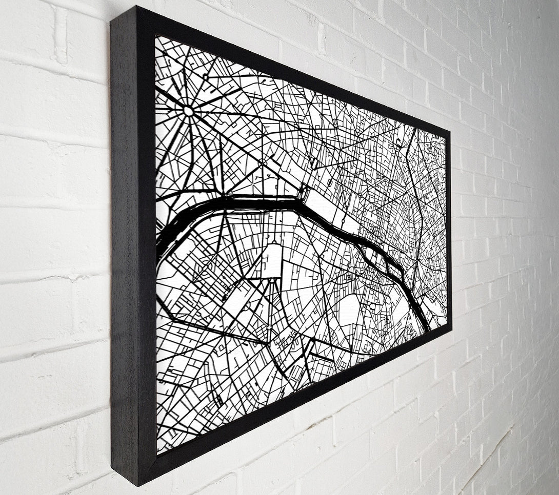  A Canvas Print of Map Of The City 3 Paris Canvas Print