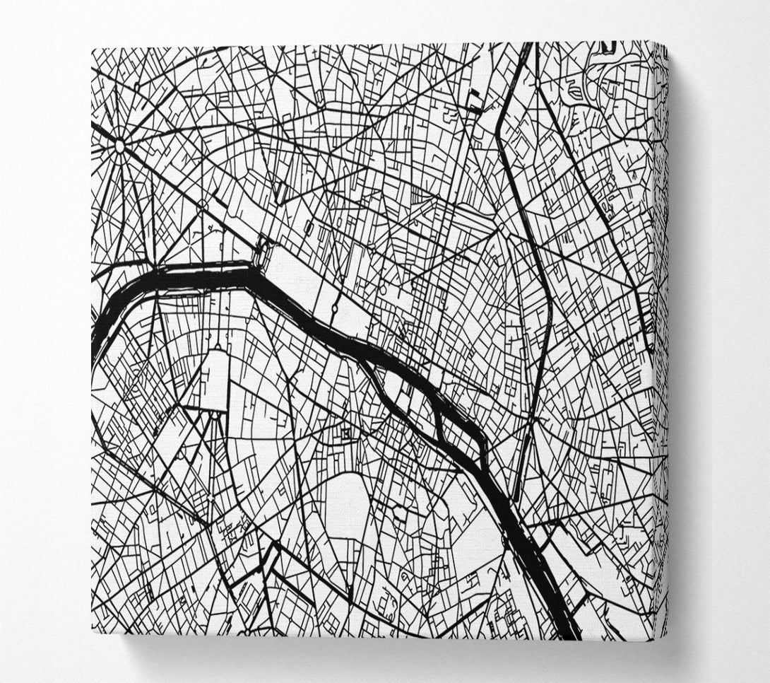  A Canvas Print of Map Of The City 3 Paris Canvas Print
