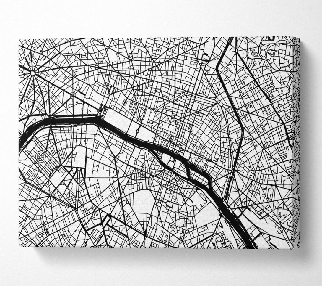  A Canvas Print of Map Of The City 3 Paris Canvas Print