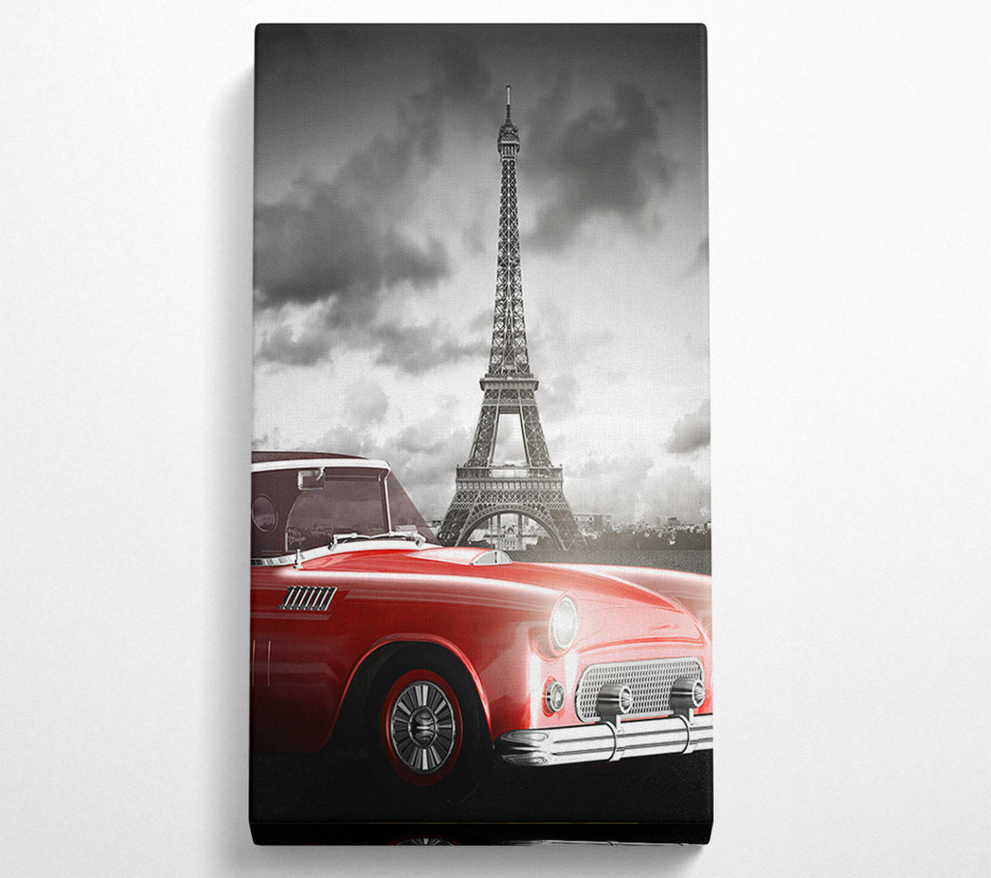  A Canvas Print of Eiffel Tower Retro Car Canvas Print