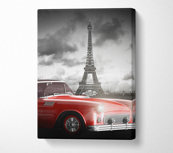  A Canvas Print of Eiffel Tower Retro Car Canvas Print