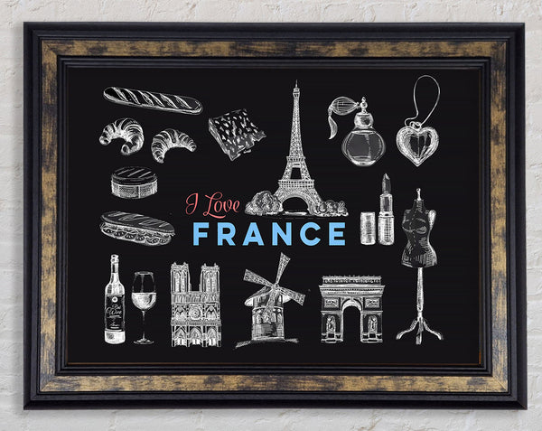 I Love France Framed Print