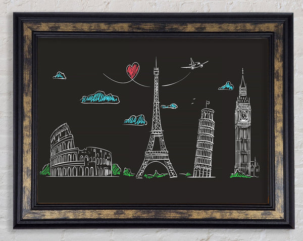 Famous Citys Of The Europe 1 Framed Print