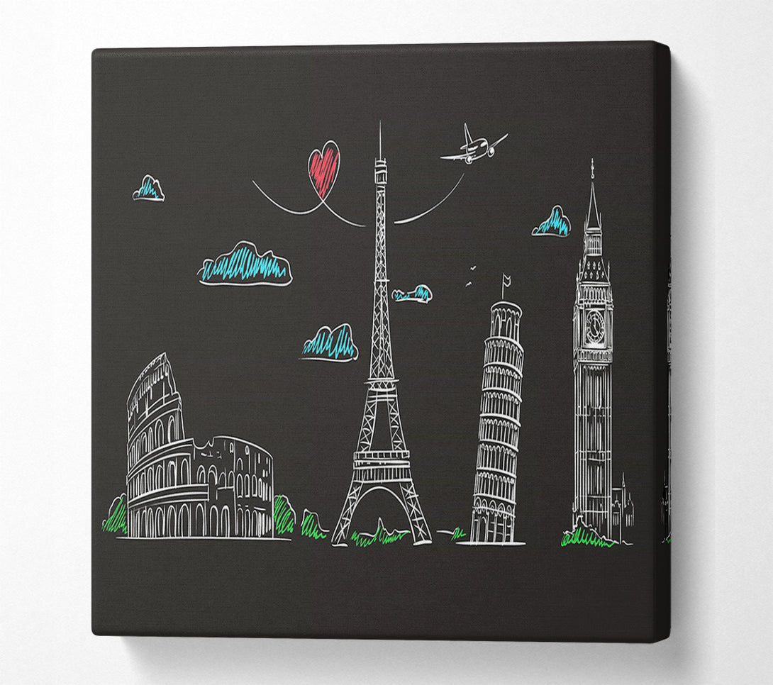  A Canvas Print of Famous Citys Of The Europe 1 Canvas Art