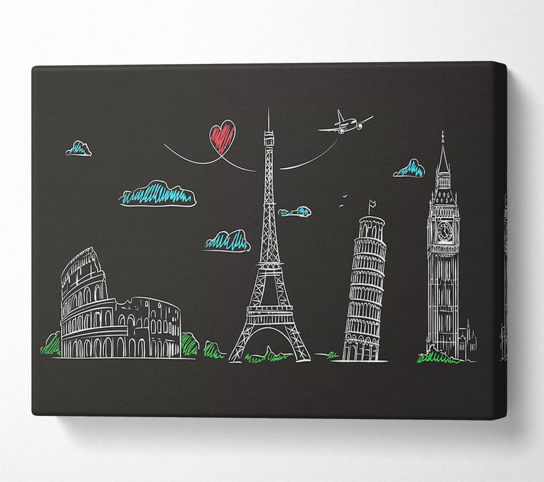  A Canvas Print of Famous Citys Of The Europe 1 Canvas Art