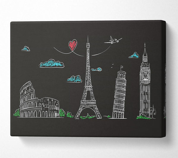 A Canvas Print of Famous Citys Of The Europe 1 Canvas Art