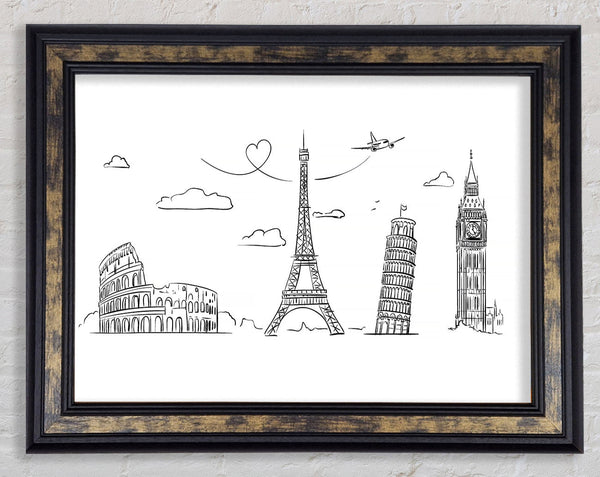 Famous Citys Of The Europe 2 Framed Print