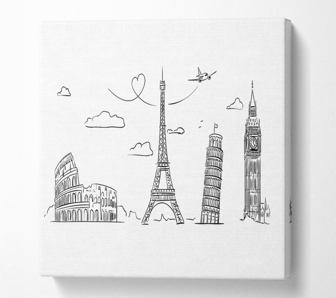  A Canvas Print of Famous Citys Of The Europe 2 Canvas Art
