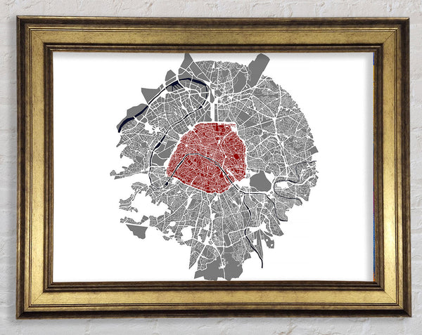 Map Of The City 5 Paris Framed Print